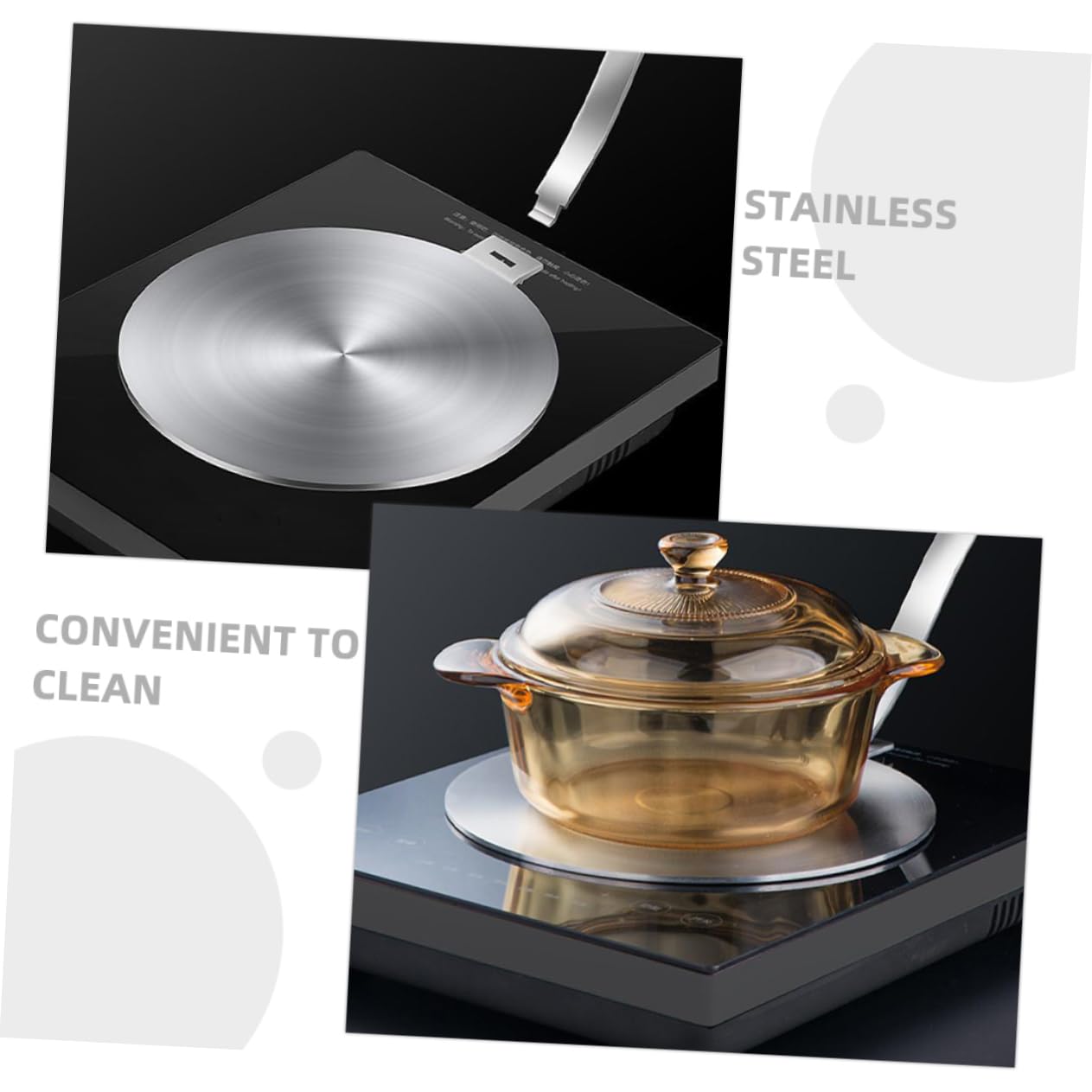 CIYODO Cooktop Heat Diffuser Plate Induction Hob Plate Adapter Non-slip Handle