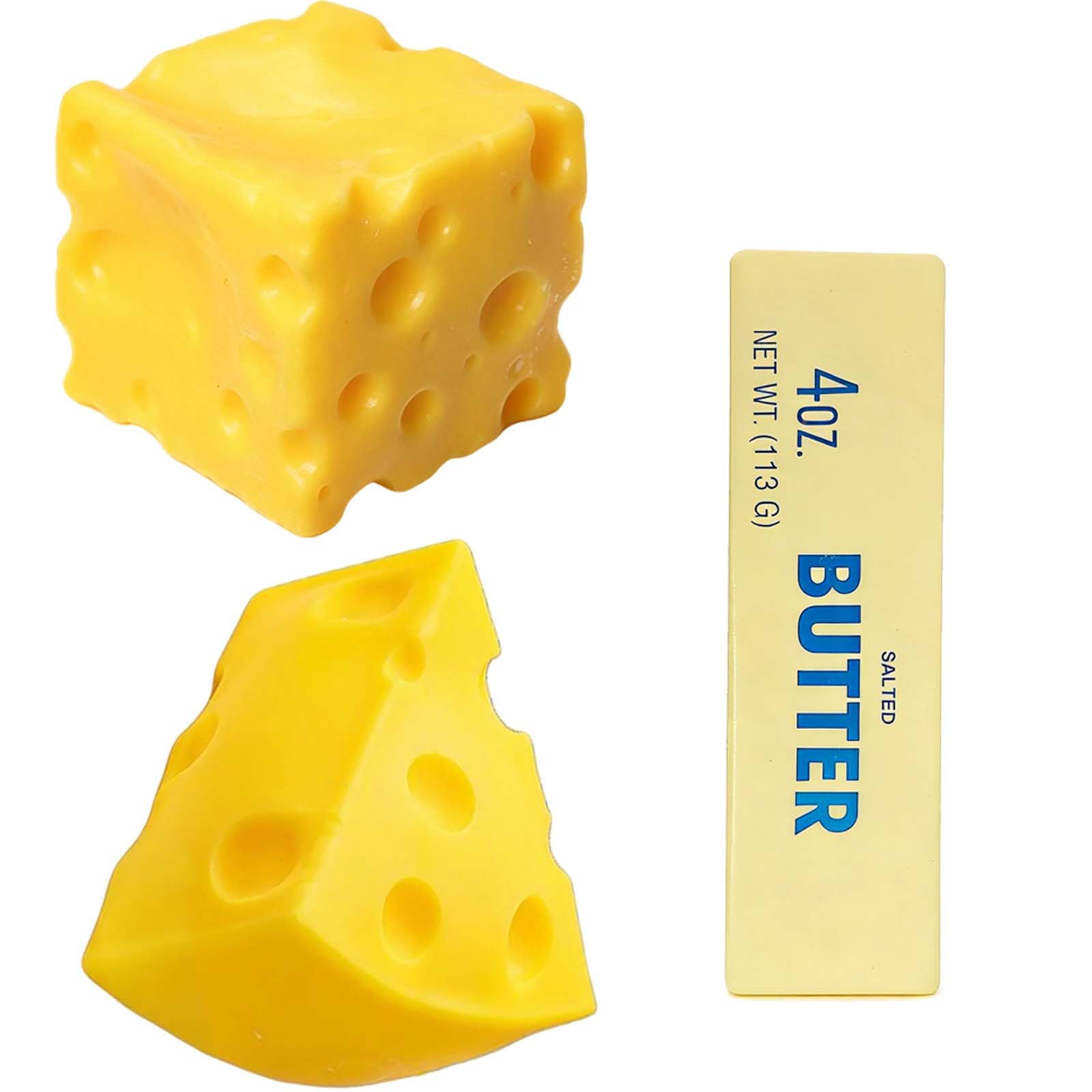 5 Pcs Fidget Toys Set Stress Toys Slow Rising Fidgets Toy Slow-rising Sensory Toy, Shaped Like Square Cheese Triangle Cheese Candy Bear ( random color ) Popsicle ( random color ) Butter Stick