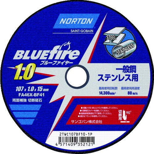 �T���S�o�� �� NORTON �ؒf�u�� �u���[�t�@�C�A�[ 107mm×1.0mm 2TWC107BF101P 10����