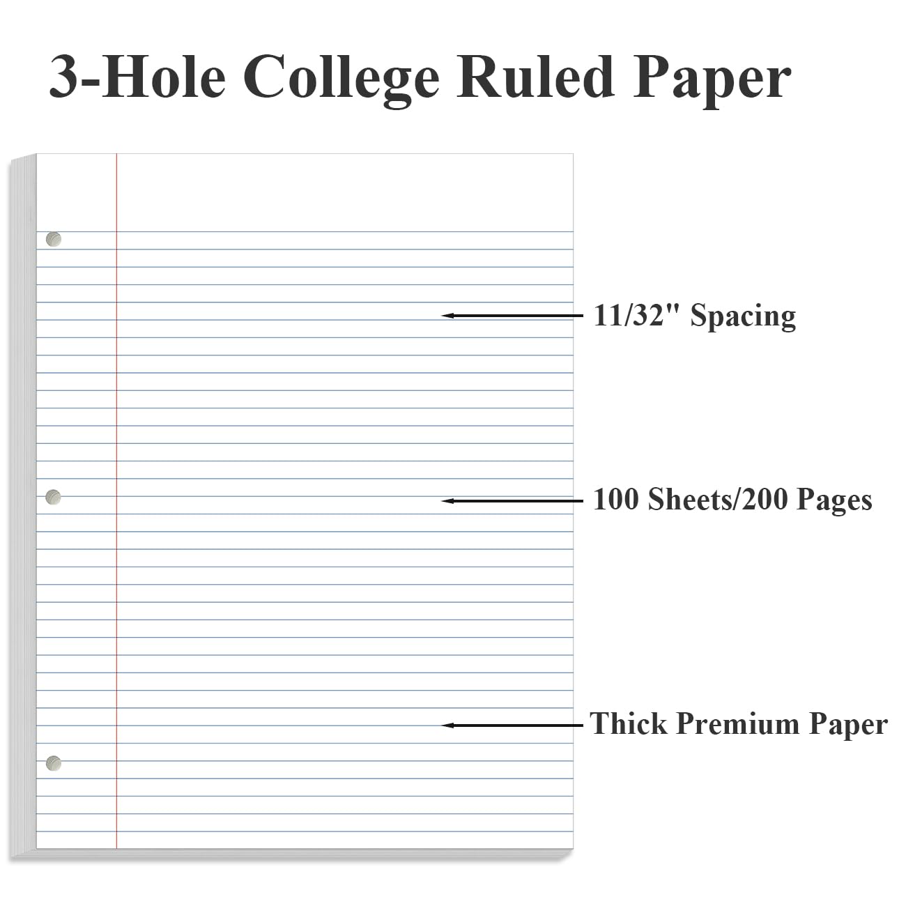 Loseblattpapier, 900 Blatt, 6 Stück, College-liniert, 20,3 x 26,7 cm, Großpackung, Bürofüllpapier, 3-fach gelocht, 150 Blatt/Packung, College-Papier für 3-Ringordner, Notizbuch-Papier