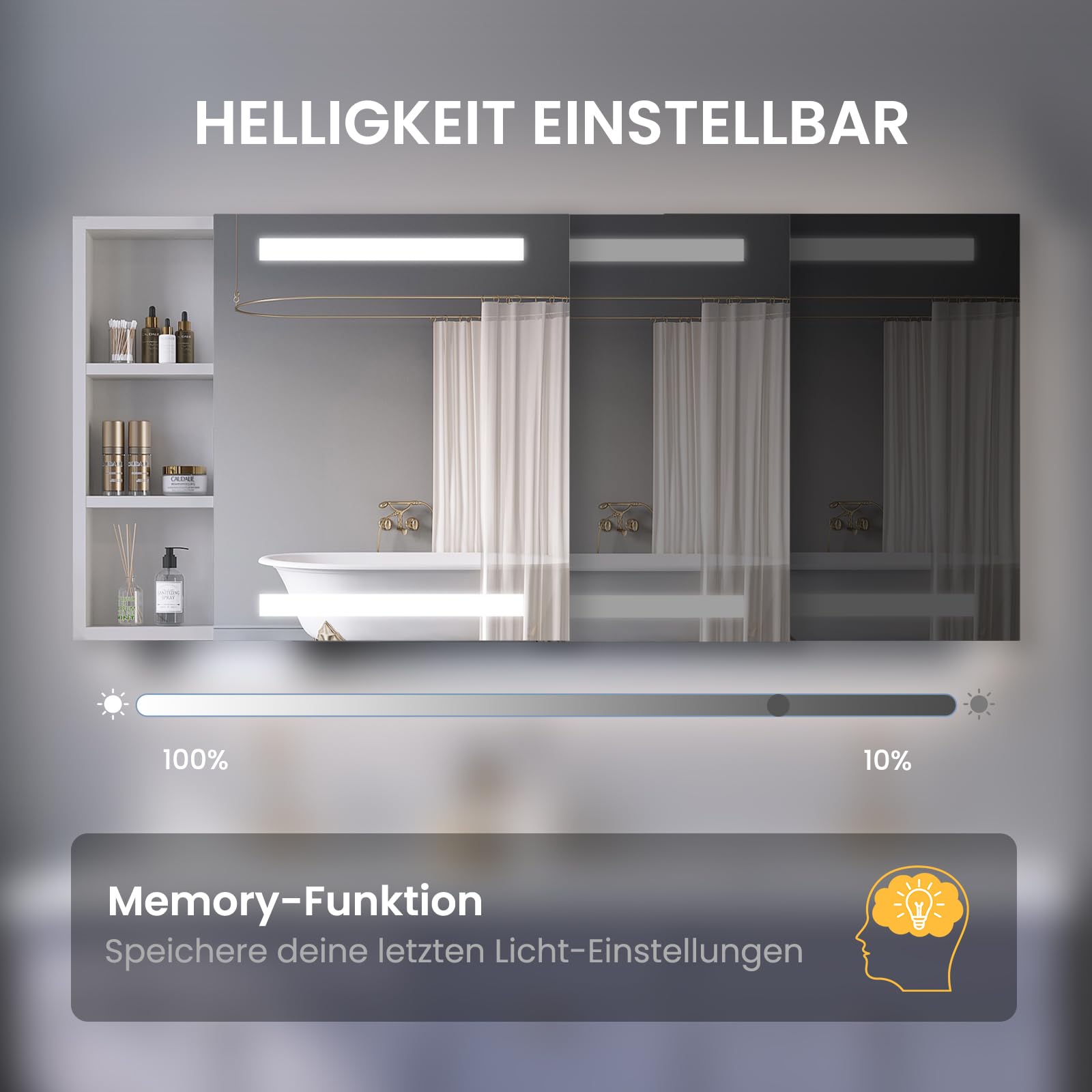 AQUABATOS Spiegelschrank Bad mit Beleuchtung und Steckdose 70 cm breit 60 cm höhe Aluminium Schrank Badspiegel rechts offenen Fächern Links LED Badschrank Infrarot Sensor Antibeschlag dimmbar