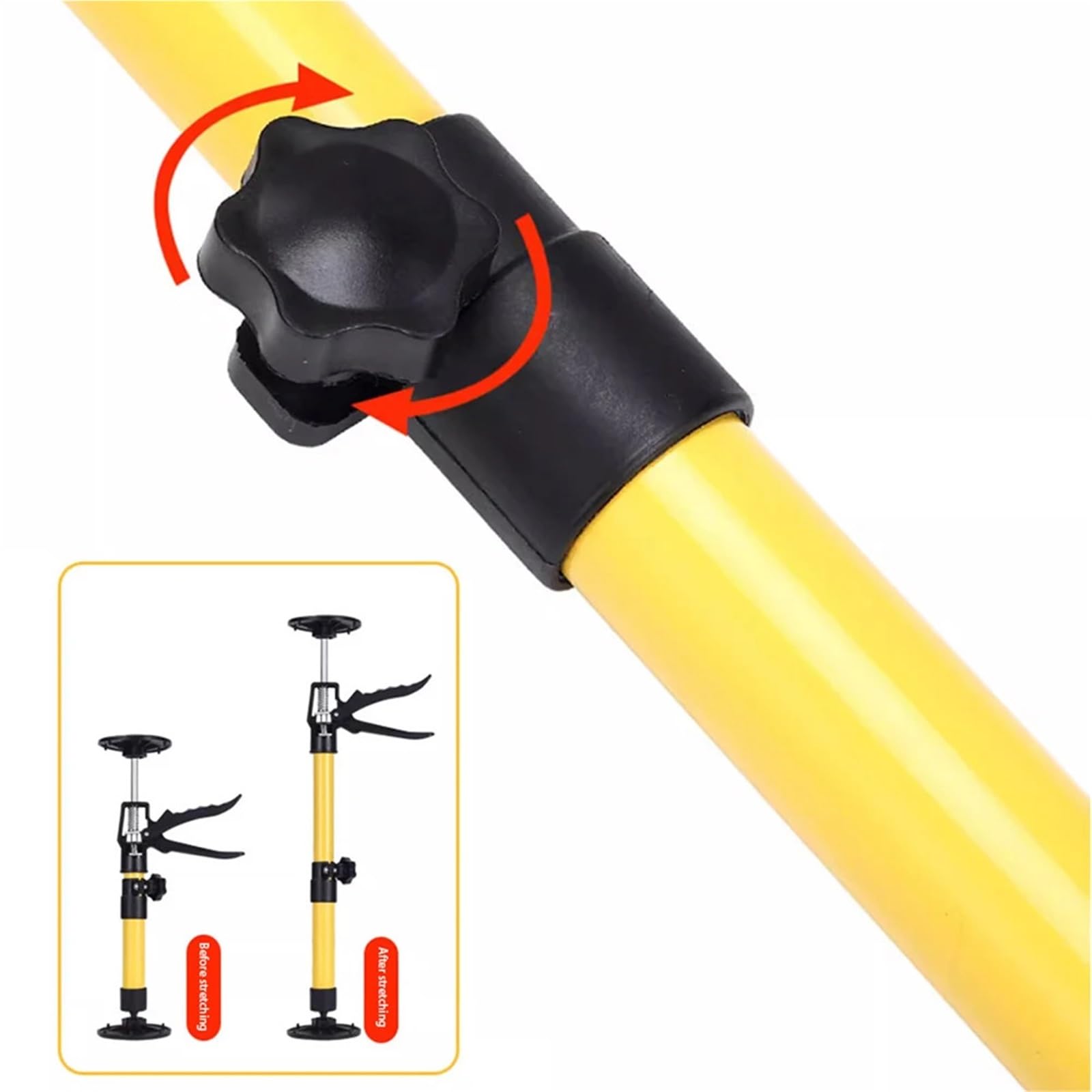 Teleskopstütze Teleskopischer Handheber mit Stützstange aus Stahl | Verstellbares Hebewerkzeug for Schrankbretter, Trockenbau(50-115CM Yellow)