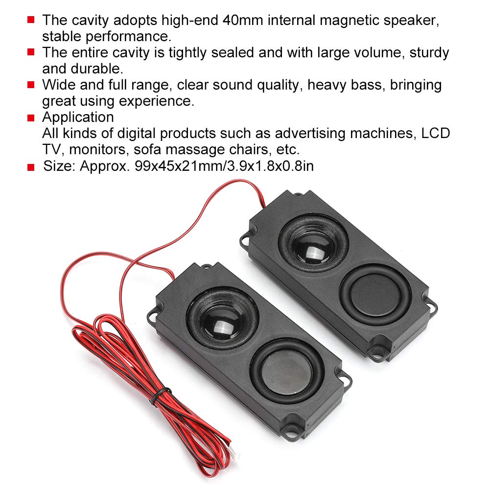 Głośnik Lautsprecher 8 Ohm 5 W Abs 8 Ω 5 W Przenośny Ciężki Bas Wnęka 40 Mm Magnetyczny Podwójny Głośnik do Telewizora Haut Parleur Tv Czarny
