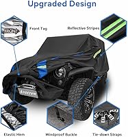 Vista 4 de Avecrew para Jeep Wrangler Funda Impermeable de 2 Puertas, Todo Clima para Coche, Funda de Lluvia para Automóviles, Cubierta Completa