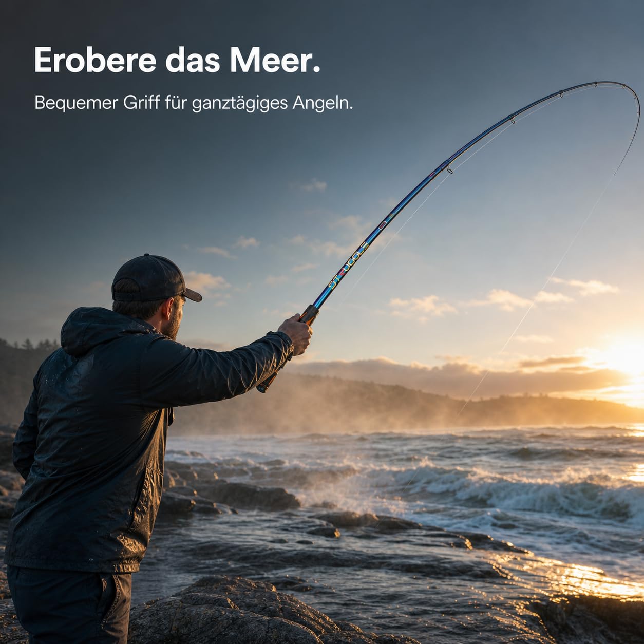 Canna da Pesca Lure Rod 2 Sezioni | composito fibra carbonio, sedile suono meccanico - impugnatura integrata, vernice squame drago, per principianti