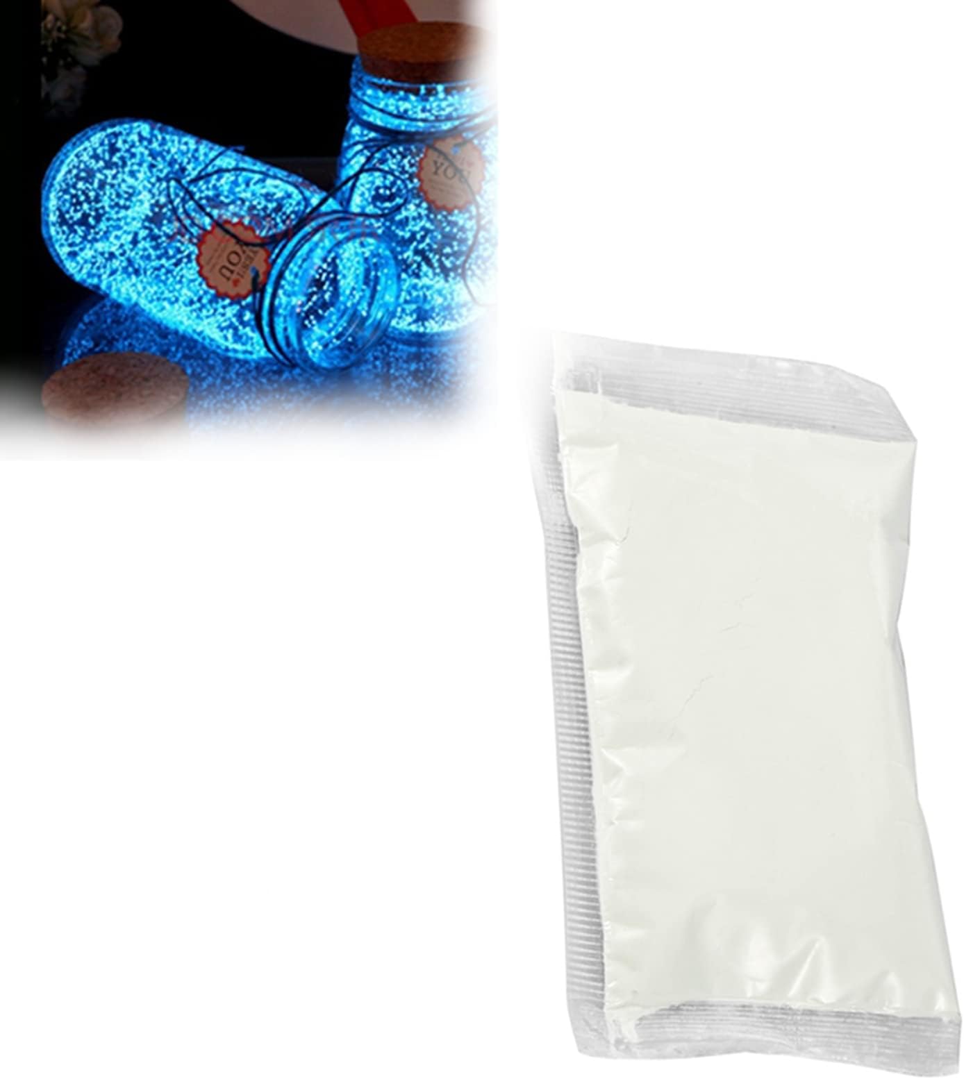 yeyat Glow In The Dark Photoluminescent Pigment, 100G Powder Paint Fluorescent Night Glow Powder Paint For Diy Painting Decoration For Painting Amazing Color(Sky Blue)