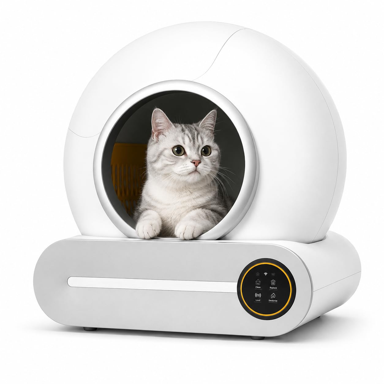 PetVogue Self Cleaning Litter Box, Integrated Safety Automatic Cat Litter Box Self Cleaning 65L+9L for Multiple Cats, App Control, Odor Removal, Includes Cat Litter Mat & Liner (1 Rolls), White-image-15