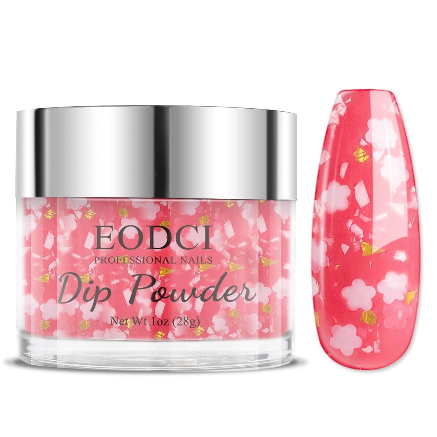 EODCI Cherry Blossom Nail Dip Powder - Sakura Glitter Red Color