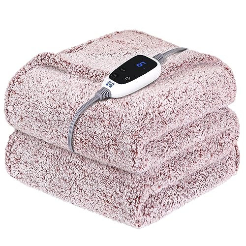 Sealy Electric Blanket Heated Throw 50"x60" Soft Double Sherpa Super Cozy with 6 Fast Heating Levels & 2-10 Hours Auto-Off, Over-Heat Protection, Machine Washable, Rust Red