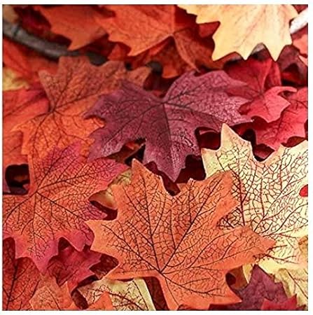 Surtido de 100 Hojas de Arce Artificiales, de la Marca Wady, en Colores de otoño. Hojas de Seda para decoración de Mesa para Bodas y Fiestas otoñales