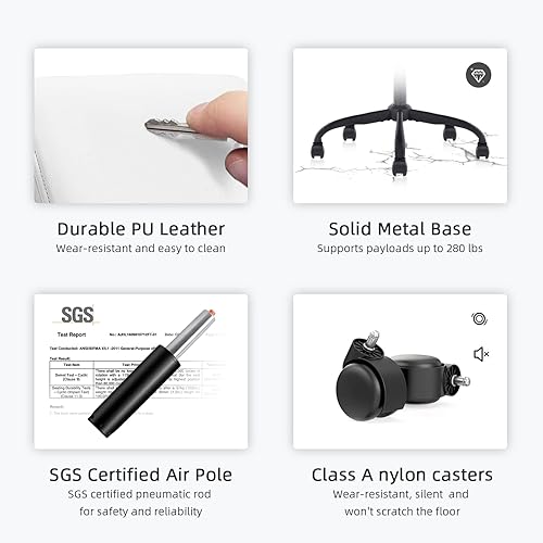 Miniatura 10 de Silla de escritorio ergonómica gris Silla de oficina con soporte lumbar sillas de escritorio con ruedas y reposabrazos abatible, silla de