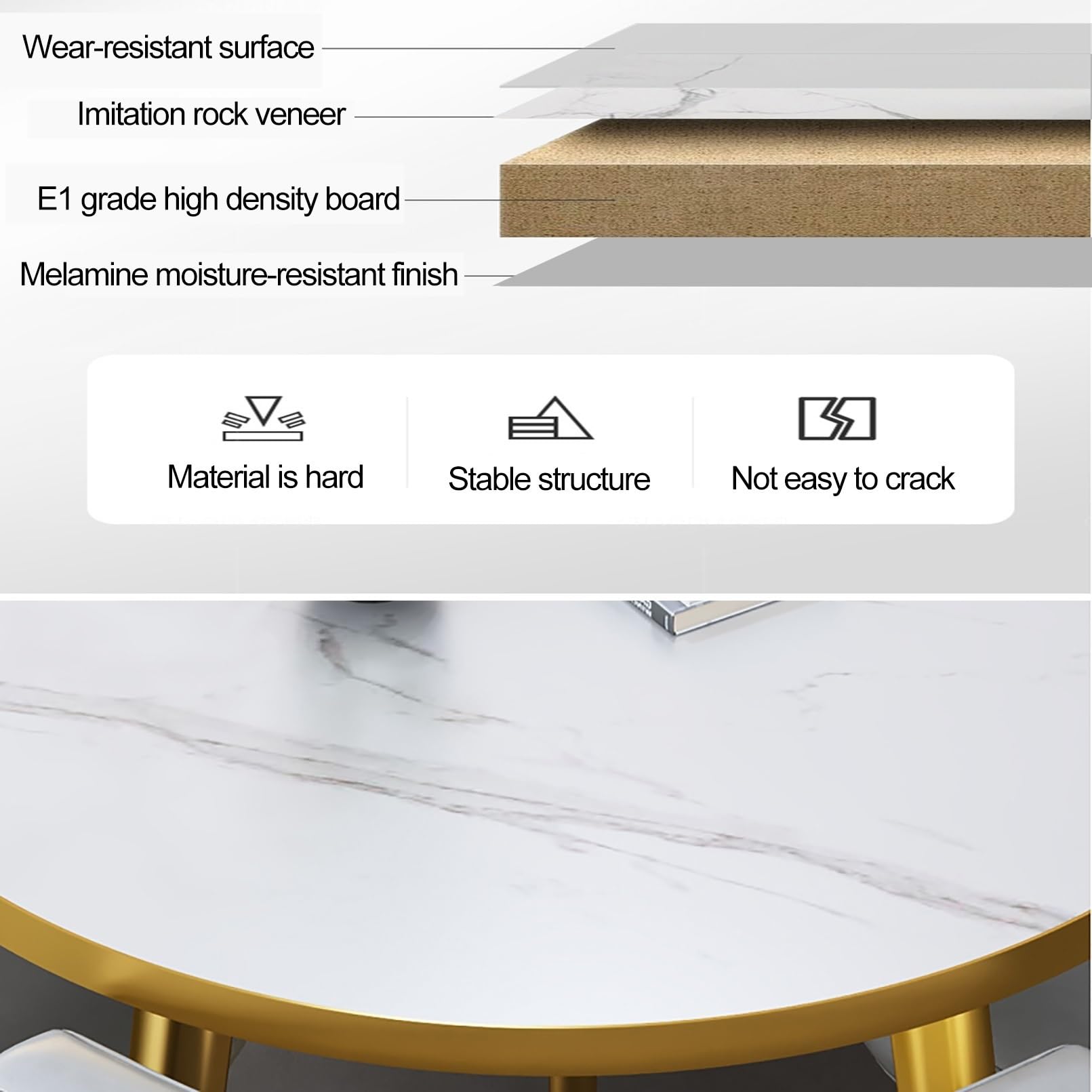 Set Tavolo Da Pranzo, Tavolo Da Pranzo Rotondo Set Con 4 Sedie, Tavolo Da Conferenza, Combinazione Tavolo E Sedia, Set Sala Da Pranzo, Ideale Per Biblioteca, Riunioni E Lounge 80cm ( Color : Yellow )