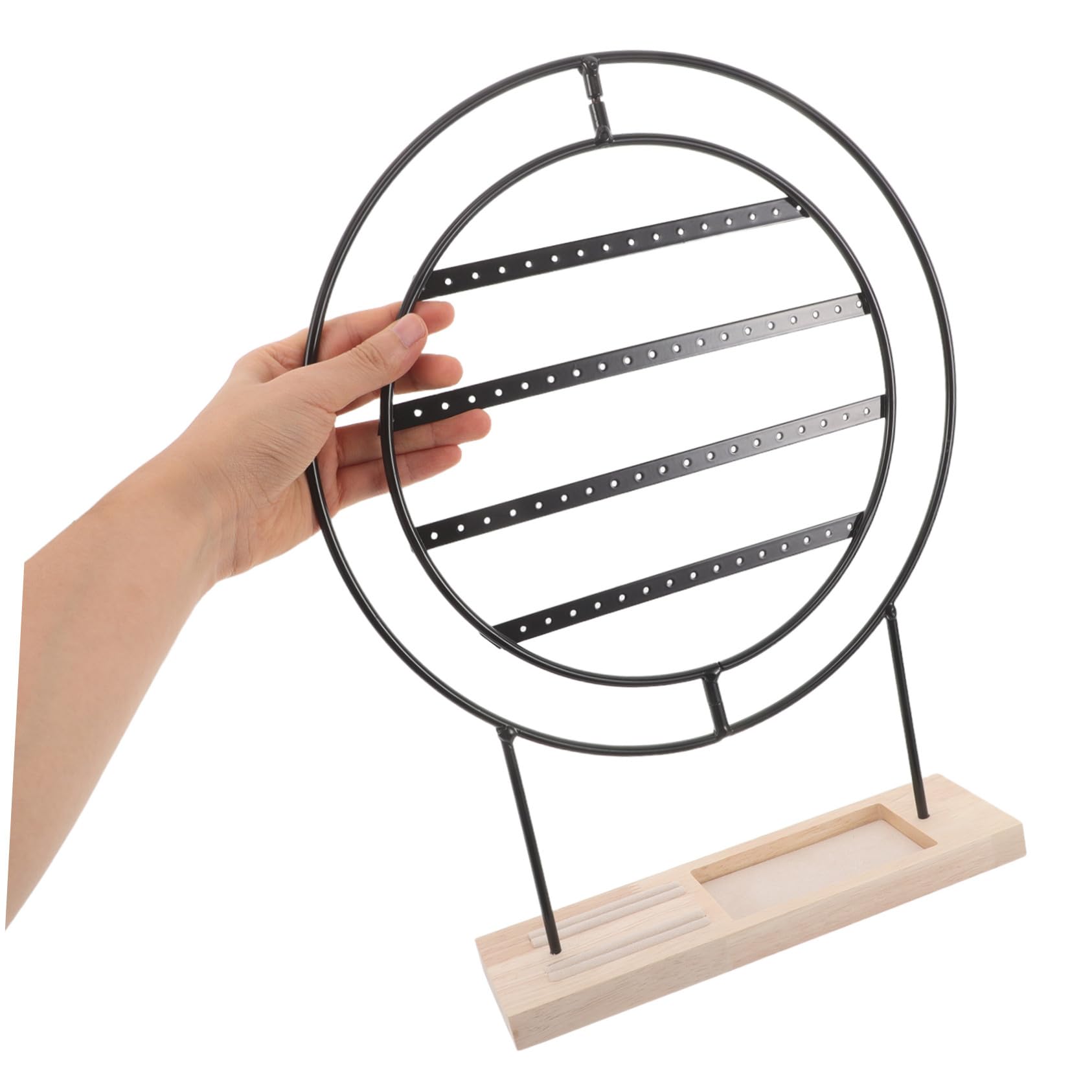 BESTYASH Espositore Orecchini Rotante in Metallo con Base Solida Organizer Gioielli Versatile per Boutique e Casa Stand Portaorecchini con Separati e Struttura Salvaspazio Multistrato