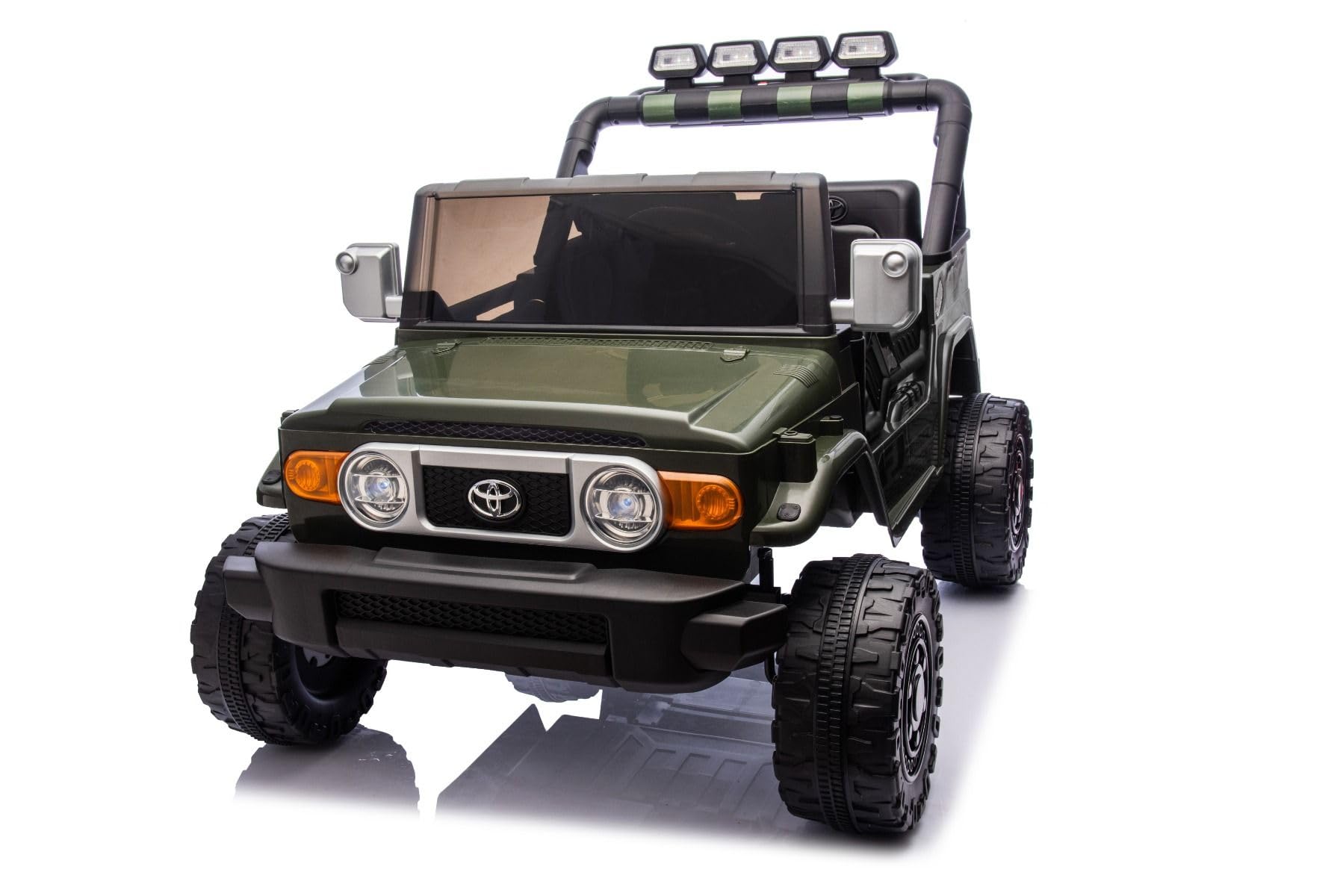 RIRICAR 4x4 Voiture électrique Enfants 2 Places Toyota FJ Cruiser XXL, sous Licence, Verte, Batterie Lithium Portable, châssis surélevé, Deux sièges, Suspension arrière, télécommande 2,4 GHz