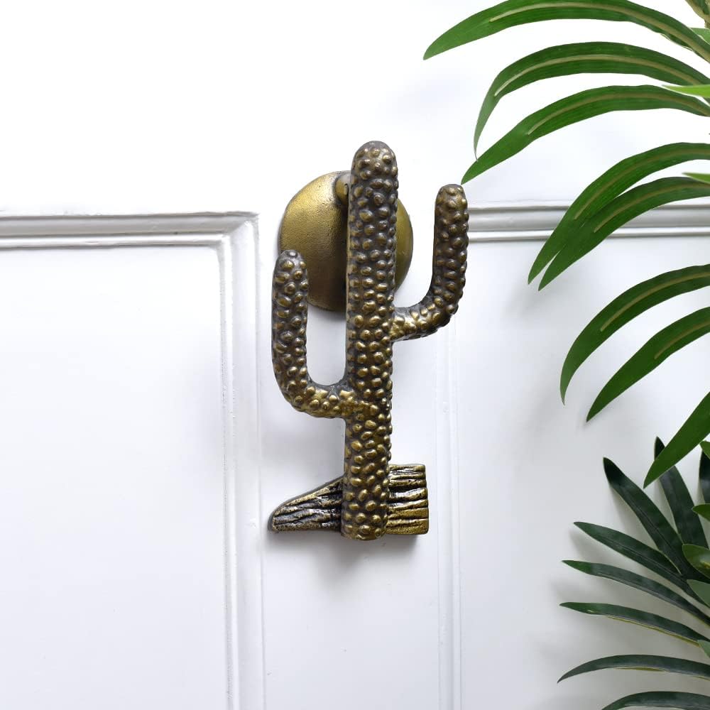 Indian Shelf Iron Cactus Shape Entry Door Knocker - Antique Door Decoration Items - Vintage Door Decor - 16.51 Cm