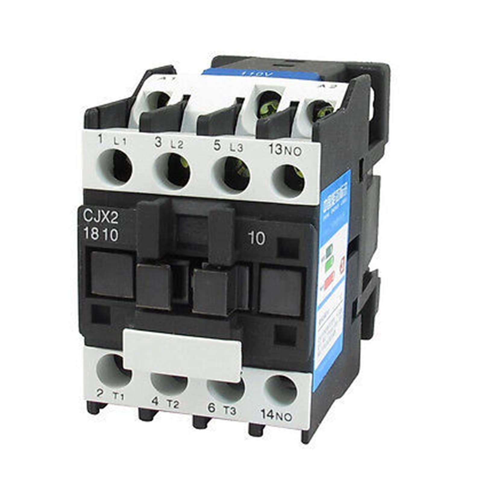 LKPEHTAGN CJX2-1810 35mm DIN Rail Mount AC Contactor 3 Pole One NO 110V Coil 32A Replacement