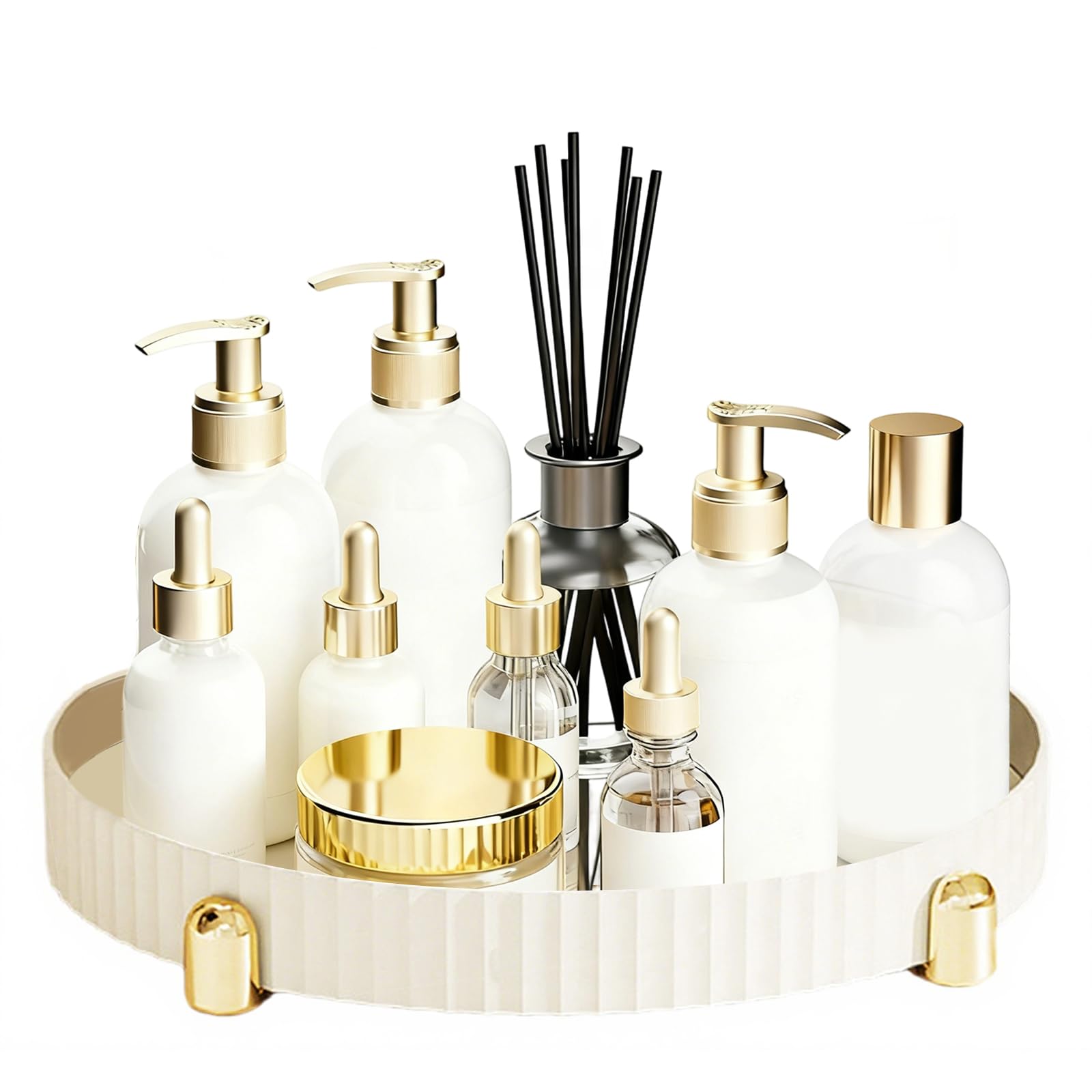 NCOALE 360 Rotating Makeup Organiser, Skincare Organiser Storage Beauty Organisers Stand Cosmetic Organisers Tray for Perfume Organizers Shelf Vanity Bathroom Spinning Holder