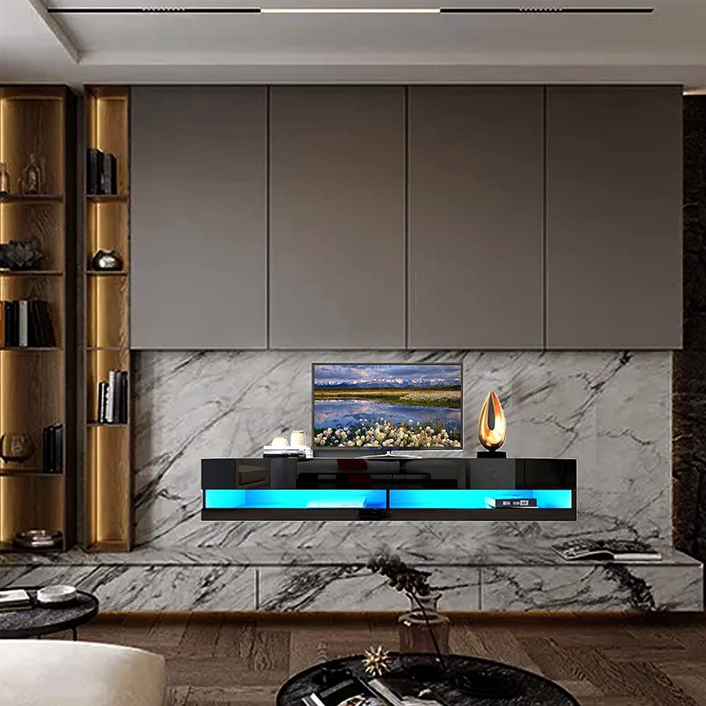 Buy LED Floating TV Stand Wall ed Media Console Entertainment Center,80