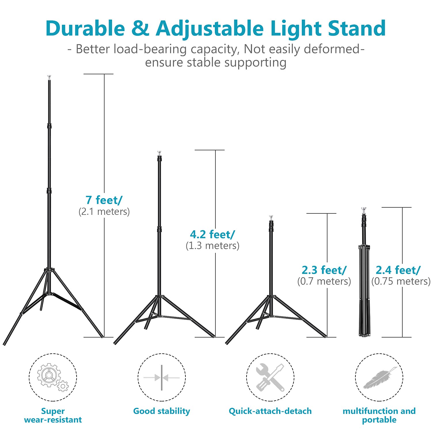 Neewer Photo Studio Backdrop Support System, 10ft/3m Wide 7ft/2.1m High Adjustable Background Stand with 4 Crossbars, 6 Backdrop Clamps, 2 Sandbags, and Carrying Bag for Portrait & Studio Photography