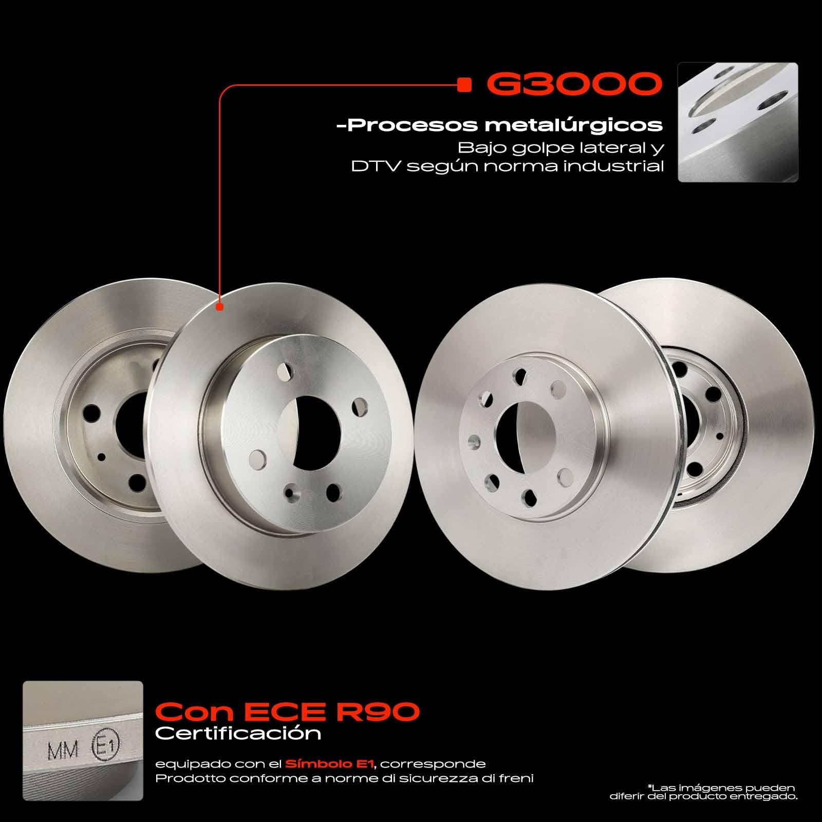 Frankberg 4 discos de freno + 8 pastillas de freno | Compatible con: Astra G Classic T98, Caravana Astra G T98, Caravana clásica Astra G F35, Astra G CC T98