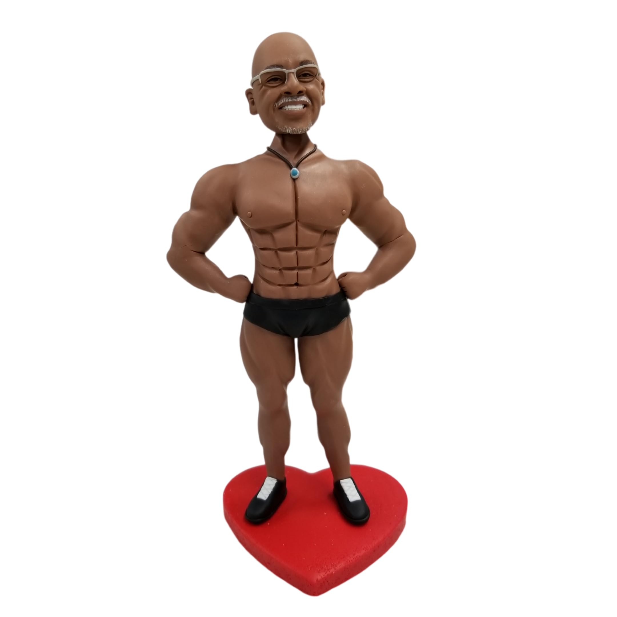 Photo Bobbleheads - Figurine 3D personnalisée de photo Bobbleheads pour homme culturiste senior musclé - Sculpture personnalisée faite à la main - Décoration de bureau, cadeaux pour les