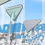 Limpiador de Ventanas telescópico 3 en 1, Mango de Palo, Ventanas, depurador de Vidrio Profesional, Suelo de parquet, baldosas de mármol, fregona Triangular giratoria, fregona de Limpieza Extensible