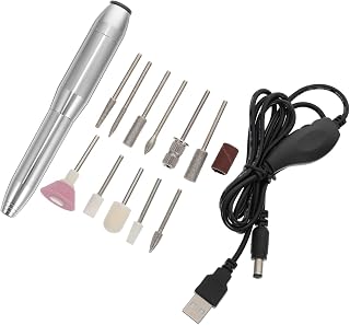 Beaupretty Conjunto de broca elétrica portátil para unhas, lixadeira, máquina de polimento, remoção de gel acrílico, kit de lixador de manicure com 11 brocas de unhas, ferramenta de arte em unhas, ferramenta de arte em unhas, prata