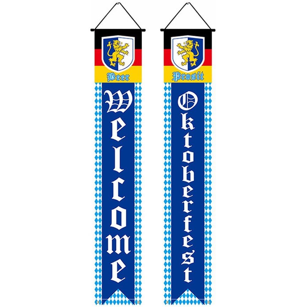 Ppmter Oktoberfest Door Banner Porch Sign Oktoberfest Decorations Bavarian Porch Welcome Banner Flags Decor for German Beer Festival Party Supplie