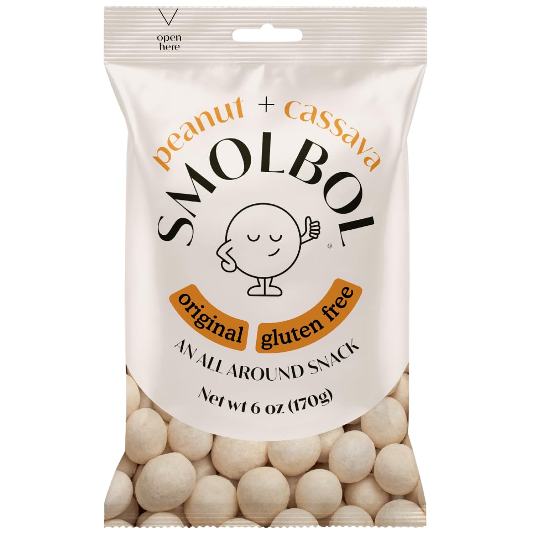 SMOLBOL Crunchy Peanuts | Roasted and Lightly Salted | Gluten Free Cassava Crust | Plant Based Protein | Birthday Snacks for Kids | Party Snacks for Adults | Family Size | 6oz (Pack of 1)