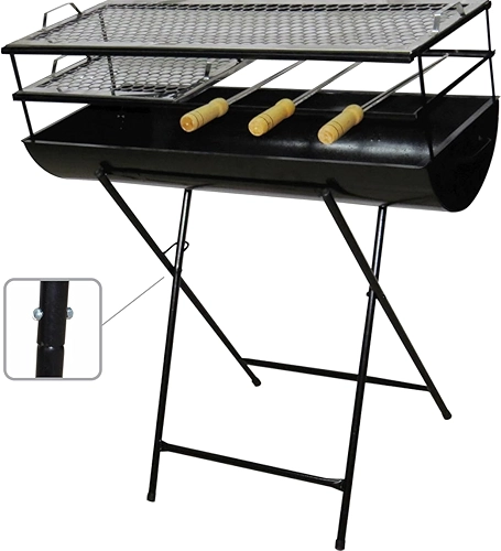 Churrasqueira Espetinho nº2 com 2 grelhas e 3 espetos - Aço carbono