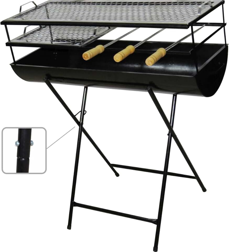 Churrasqueira Espetinho nº2 com 2 grelhas e 3 espetos - Aço carbono