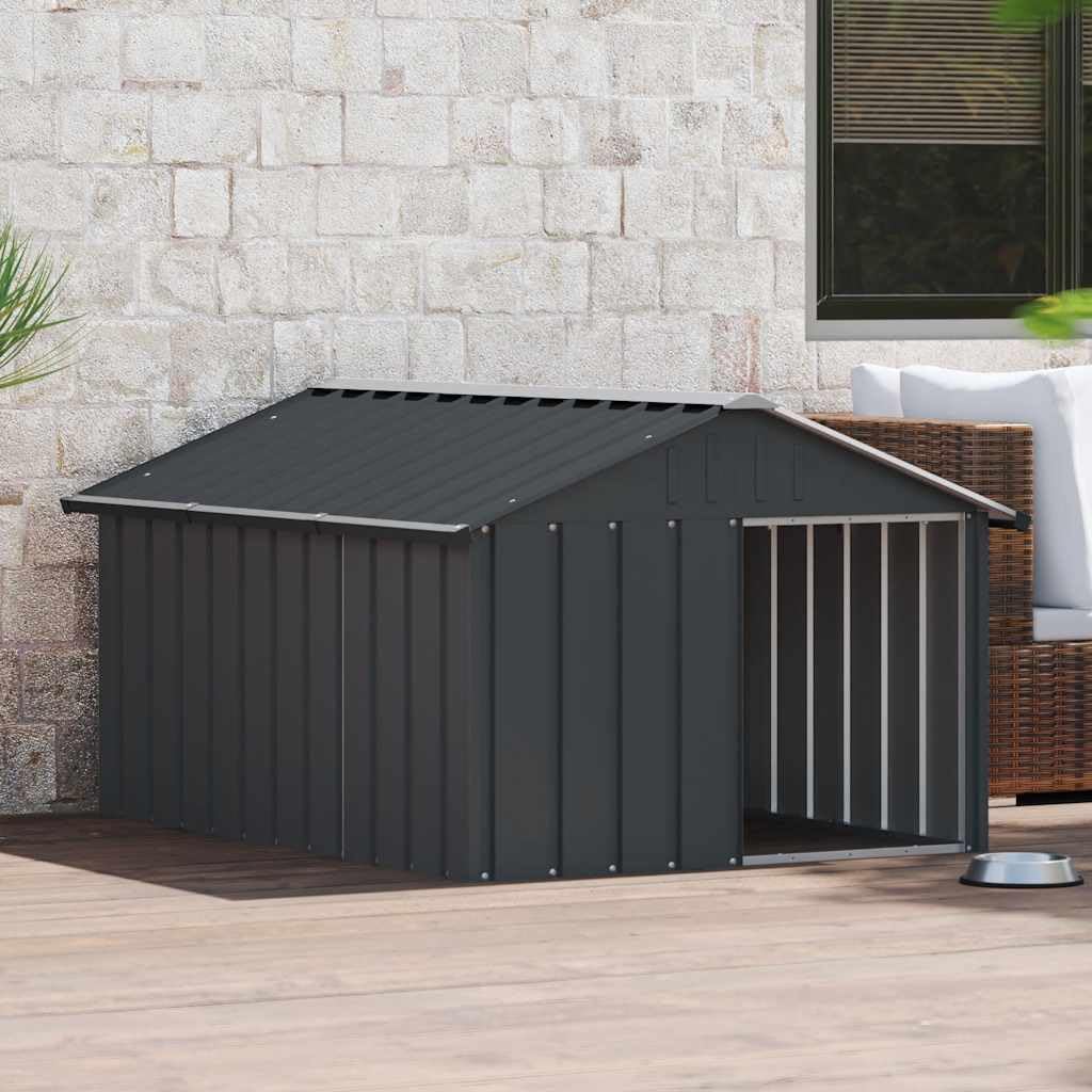 Niche pour Chien Extérieur Métal, Chenil d'extérieur Enclos Cage pour Chien Anthracite 116,5x153x81,5 cm Acier galvanisé