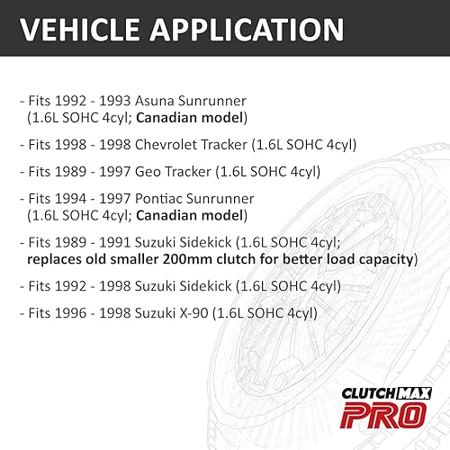 Miniatura 3 de ClutchMax PRO - Kit de embrague OEM resistente con volante compatible con Geo Tracker Asuna Sunrunner Chevy Tracker Ponitac Sunrunner Suzuki