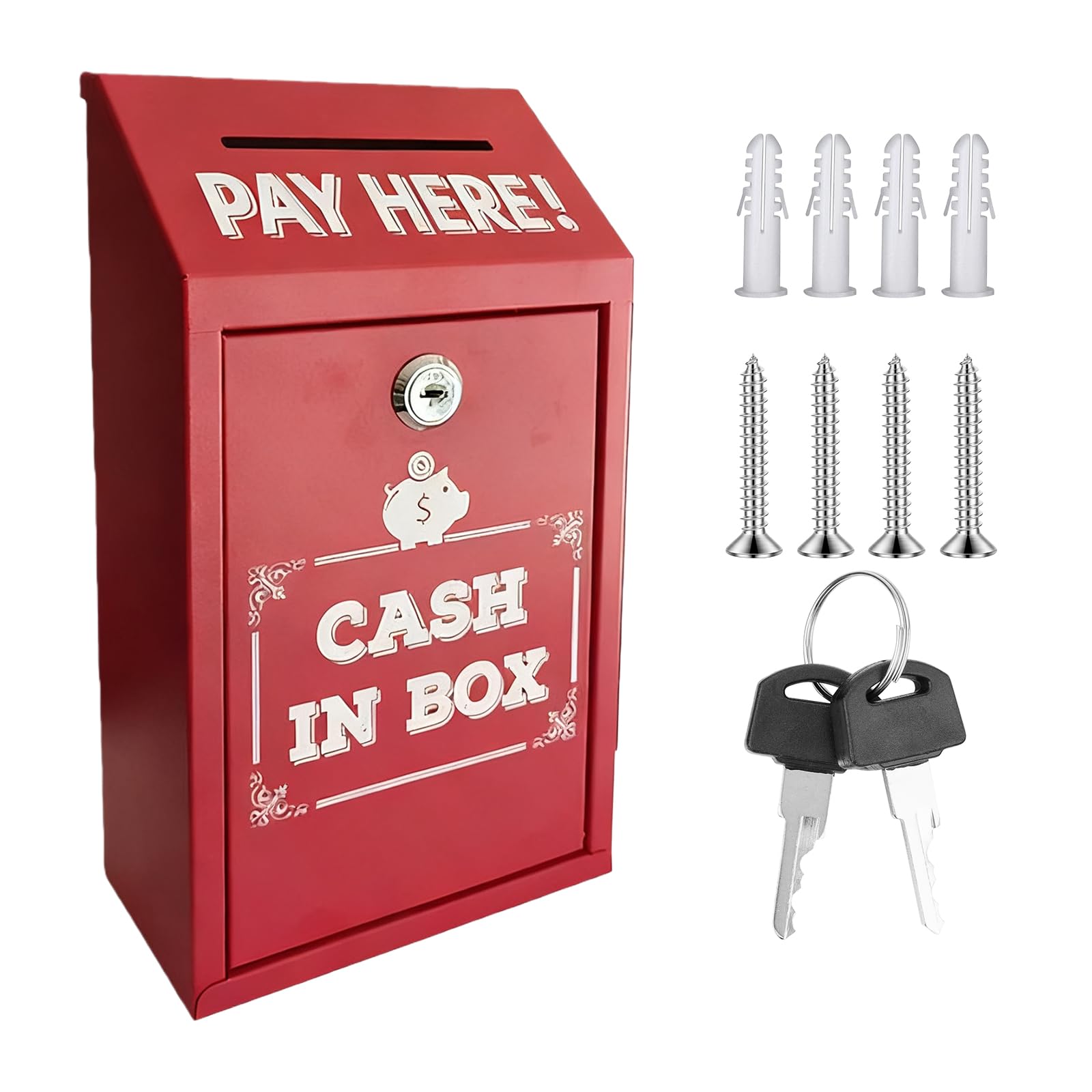 Metall-Spendenbox, Spendenbox Aus Metall Mit Schlüssel, Geldkassette Abschließbar, Sichere Vorschlagsbox Einwurfschlitz, Wandmontage Für Zuhause Büro Außentür