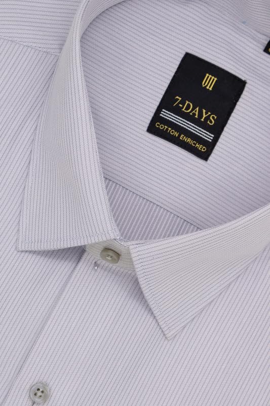 Image of 7-DAYS Men's Premium Striped Formal Shirt - Cotton Rich, Regular Fit, Full Sleeve, with Pocket, Wrinkle Resistant - Stylish Office & Everyday Wear.