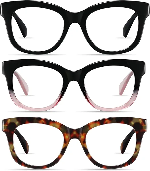 kunchu Reading Glasses for Women - Oprah Blue Light Reading Glasses with Spring Hinge, Anti-Glare/Eyestrain Computer Readers