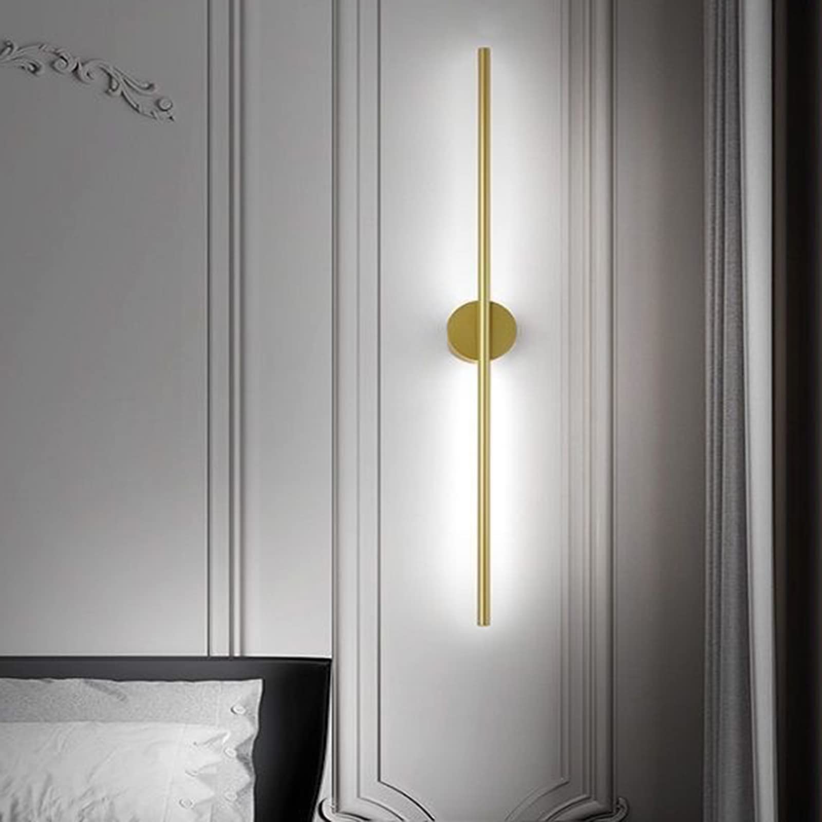 Luci da parete lineari a LED dimmerabili, 100 cm, moderna applique in alluminio per camera da letto e soggiorno, elegante illuminazione di sfondo nero, ideale per la decorazione della casa e