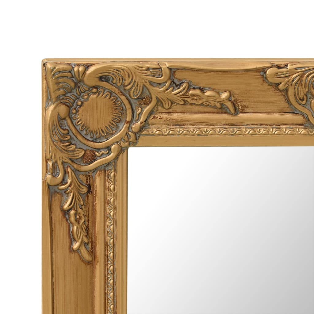 Espejo de pared de estilo barroco, 50 x 50 cm, dorado, aspecto antiguo, decoración de pared con marco de madera, espejo decorativo para pasillo y vestidor