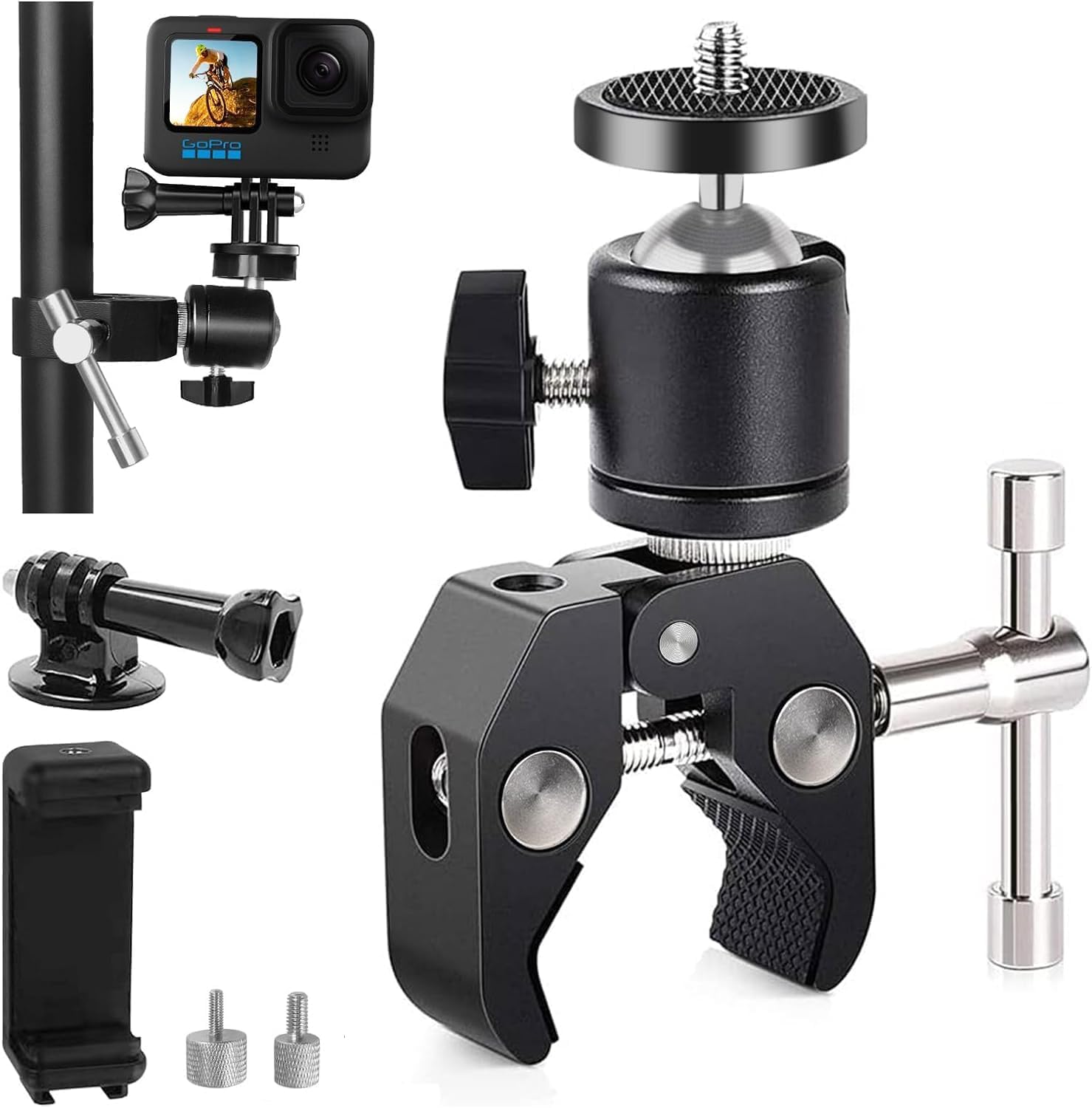 Camera Clamp Mount 360° Ball Head with 1/4