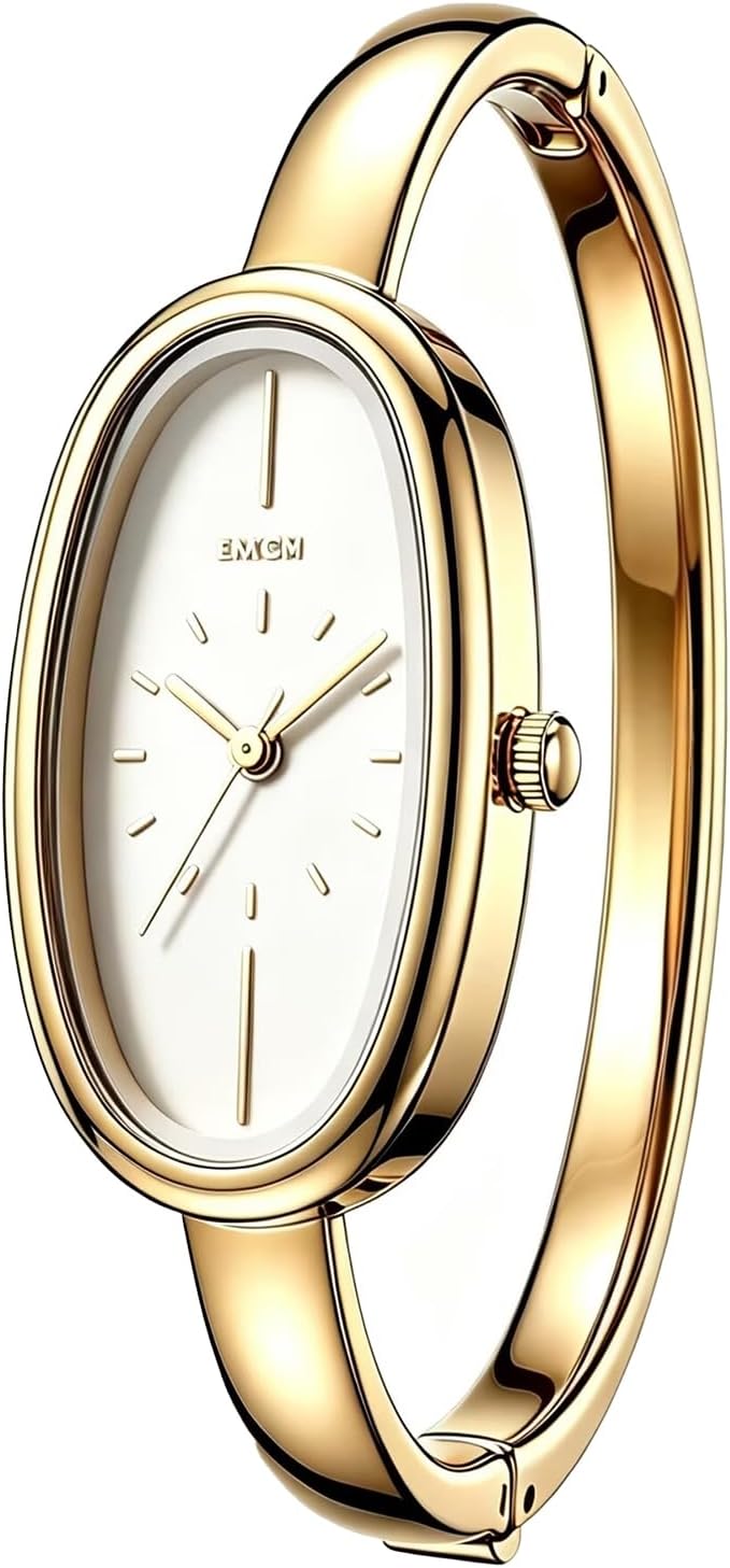 Women's Watch Delicate Oval Bangle Minimalist Wristwatch