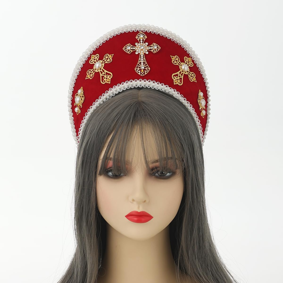 BPURB Tudor Queen Coronet Sombrero con Capucha para Mujer Anne Boleyn Sombrero Isabelino Diadema Francesa Real para Cosplay Fiesta