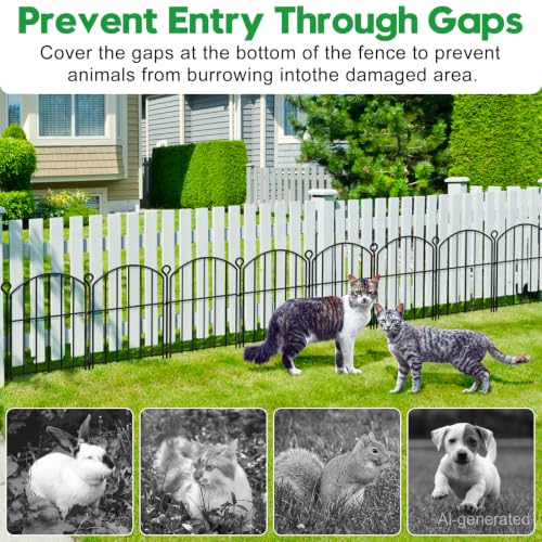 Decorative Garden Fence 17in (H) x25ft (L), Arched Rustproof Metal No Dig Fence for Dogs & Rabbit, Ornamental Animal Barrier for Flower Beds, Border Panels Fencing for Yard & Patio Outdoor Decor by HEYRSUN - Used condition - Image 3