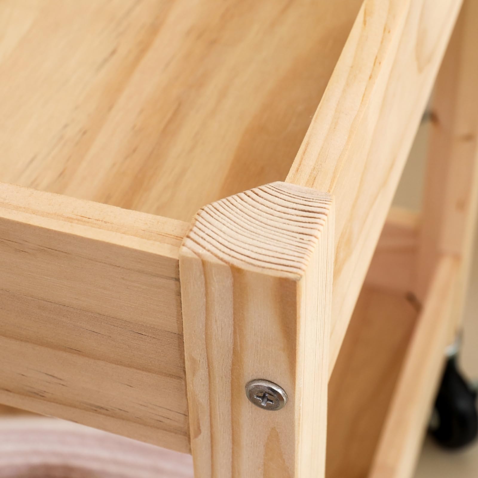 Carrello Organizzatore per La Scuola con Ruote con Bloccaggio E Struttura in Legno con Ripiani per Con Quaderni E Piccoli Giocattoli con Accesso, Carrello 3 Livelli
