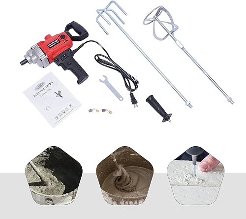 Miniatura 2 de Juego de mezclador de taladro de alta resistencia con cable con mango de pala Máquina de taladro de mezcla eléctrica de 12 pulgada Motor de 2400 W
