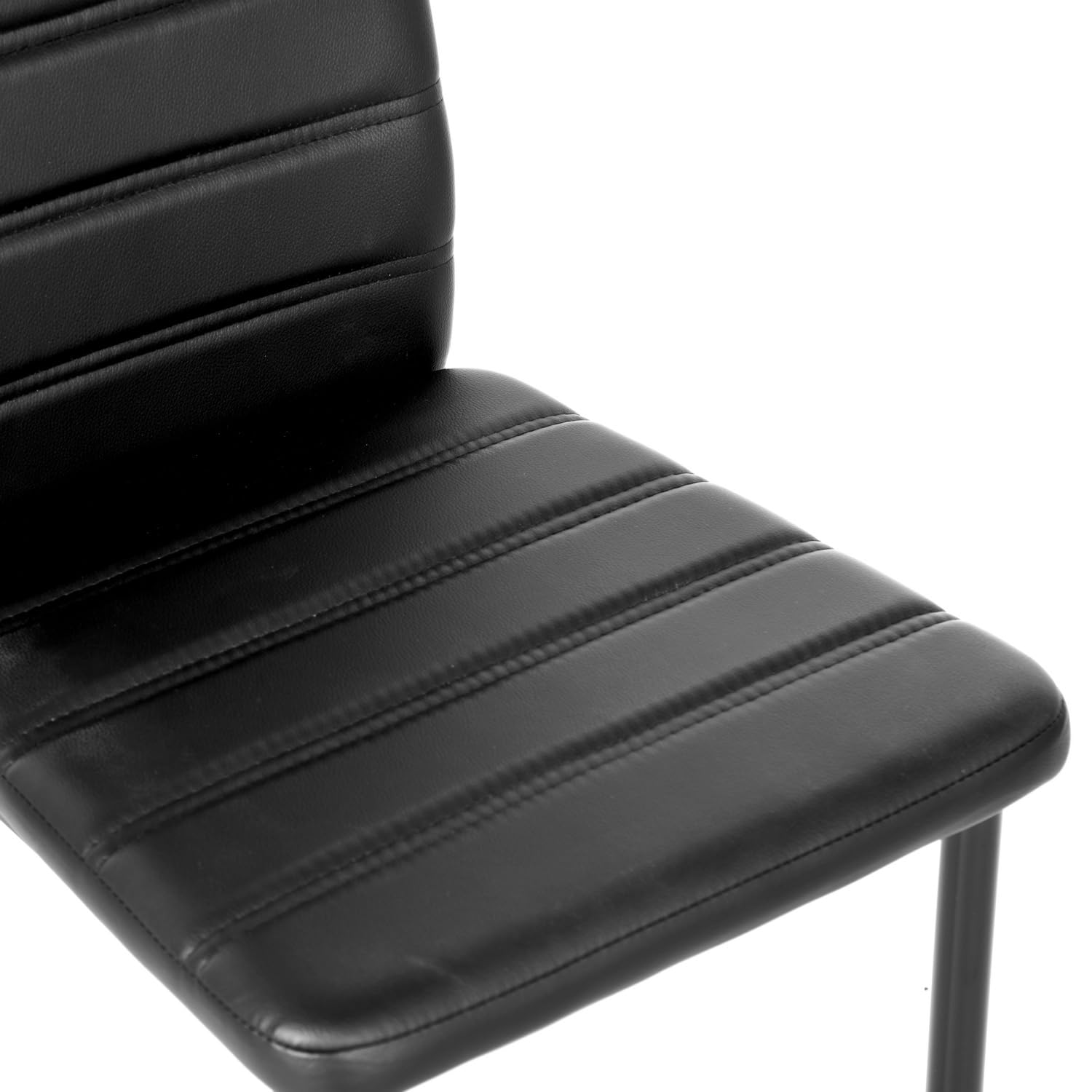 Juegos de 4 Sillas de Comedor, Silla Cocina, Silla salón, Kunstleder Bezug & hoher Rückenlehne - SGS geprüft -120KG, Stahlgestell, Adecuado para Sala de Estar, Comedor y Oficina(Negro, 4)