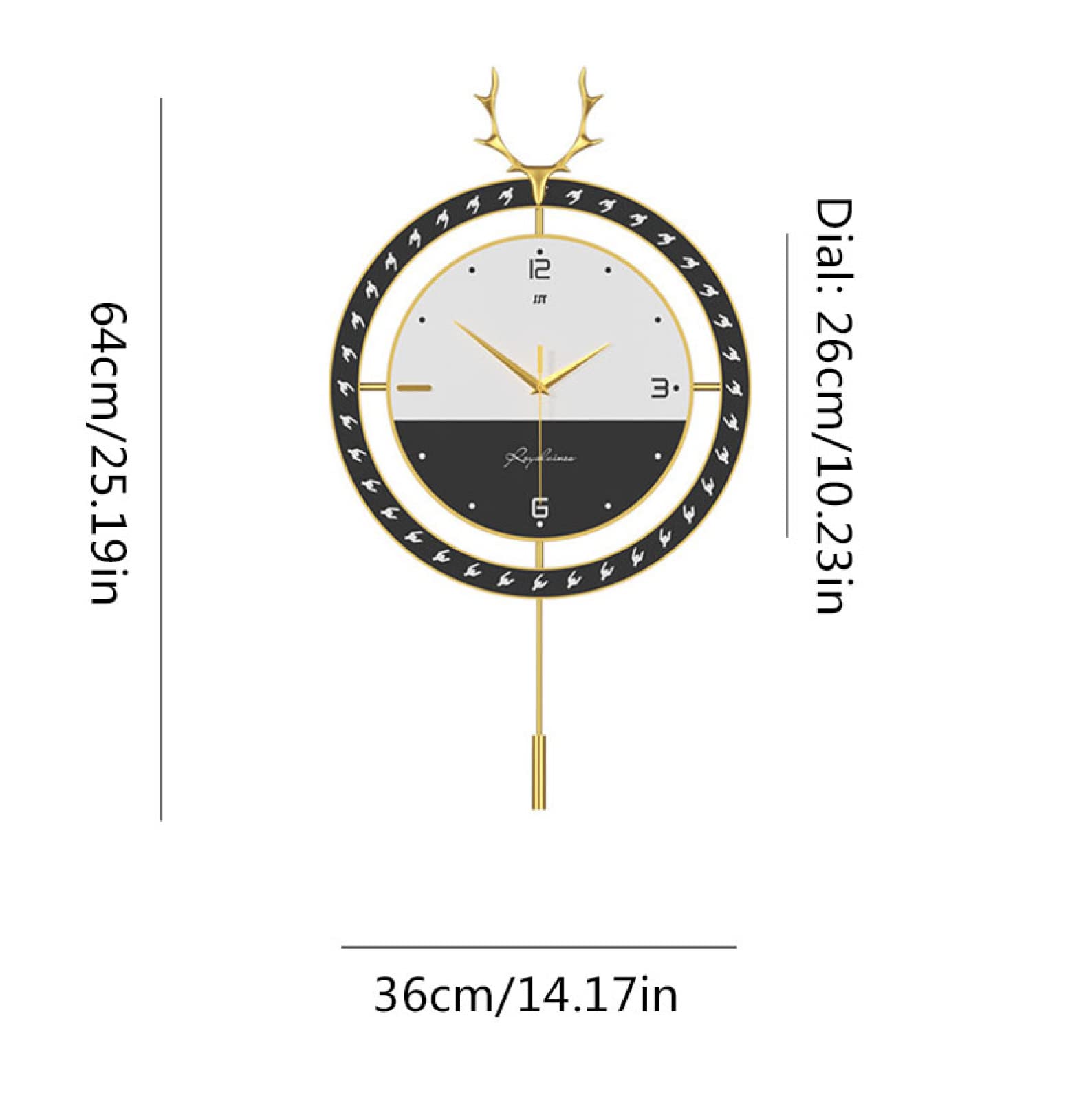 Blessing Decor Reloj de Pared Moderno, Reloj de Pared silencioso de Estilo nórdico, Reloj de Pared oscilante con Pilas para el hogar, Sala de Estar, Oficina, Dormitorio, Cocina, Reloj de Pared, 14,17