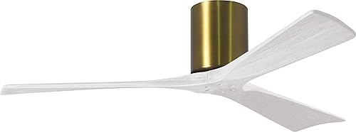 Miniatura 40 de Matthews IR3H-TB-MWH-72 Irene Damp Rated Flush Mount 72" Ceiling Fan with Remote & Wall Control, Silent DC Motor, 3 Matte White Solid Wood Blades