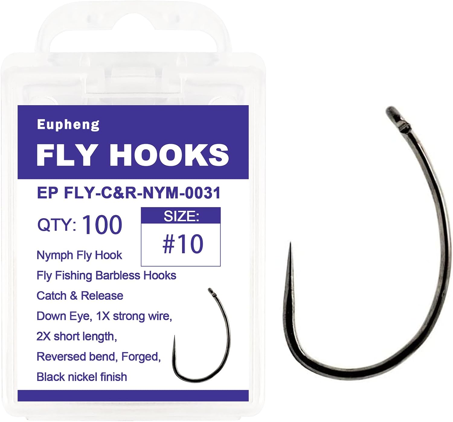 Eupheng Fly Fishing Hooks 100pc Pa Barbl Catch & Release Dry Wet