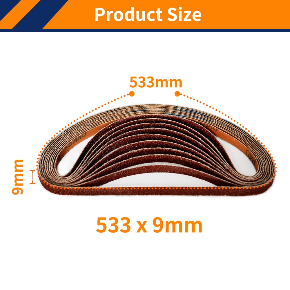 Taśmy szlifierskie do szlifierek taśmowych, 10 szt. 533x9mm taśma szlifierska z tlenku glinu różne ziarno 40-1000 pasy ścierne do szlifierek taśmowych drewno metal(1000 Grit)
