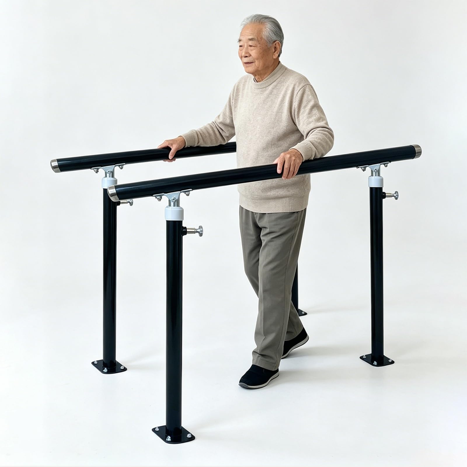 Barras paralelas para fisioterapia, barras de entrenamiento de altura ajustables, equipo de entrenamiento para la rehabilitación de miembros inferiores en bipedestación(130cm/51.2in)